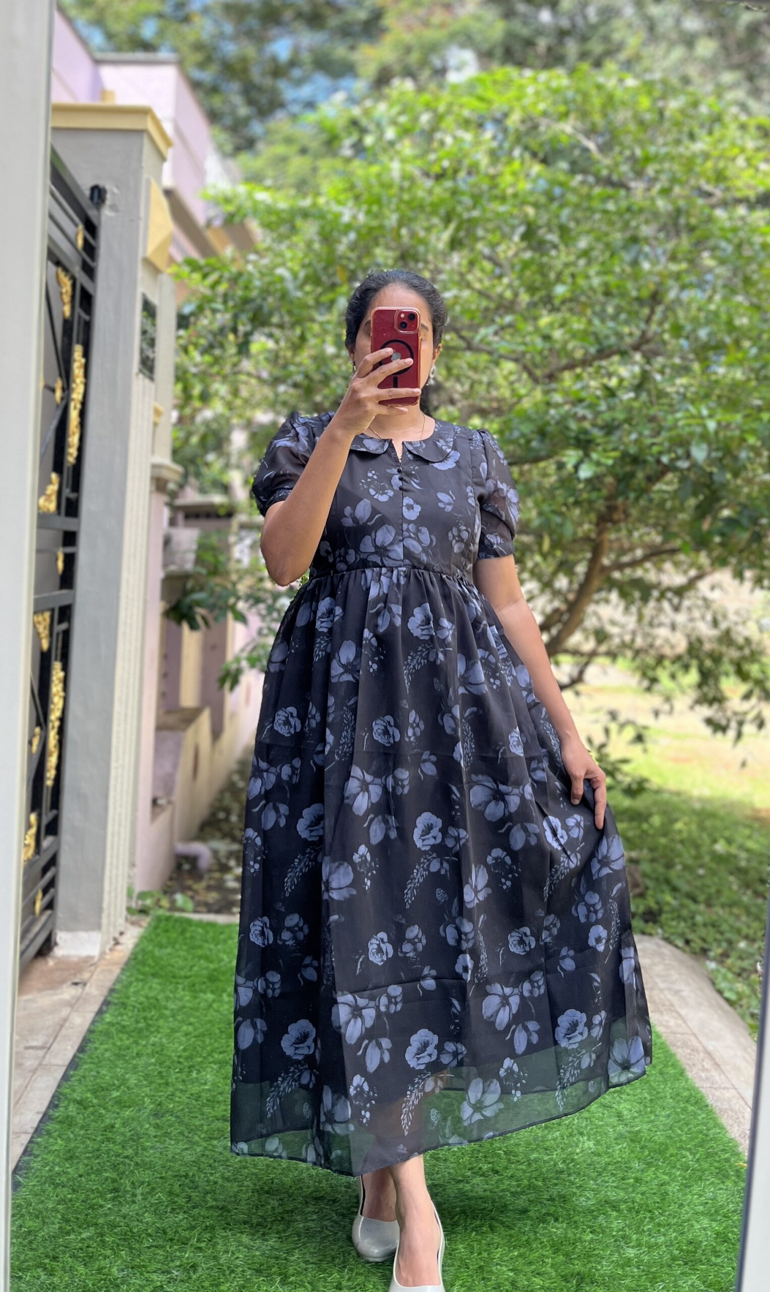 Georgette Maternity/Feeding kurti - PeterPan - Black Beauty