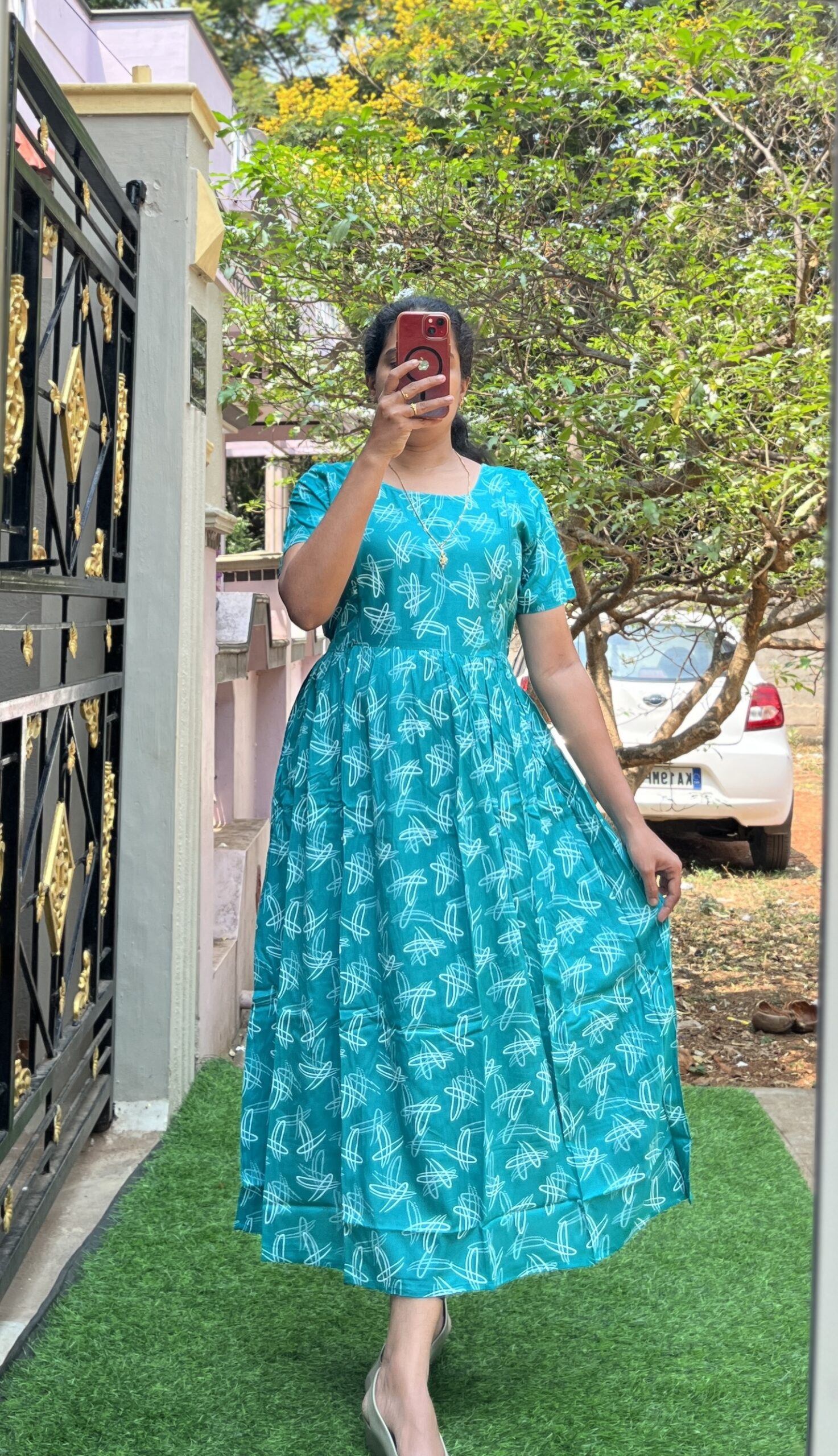 Maternity/Feeding kurti - Rayon spring Blue