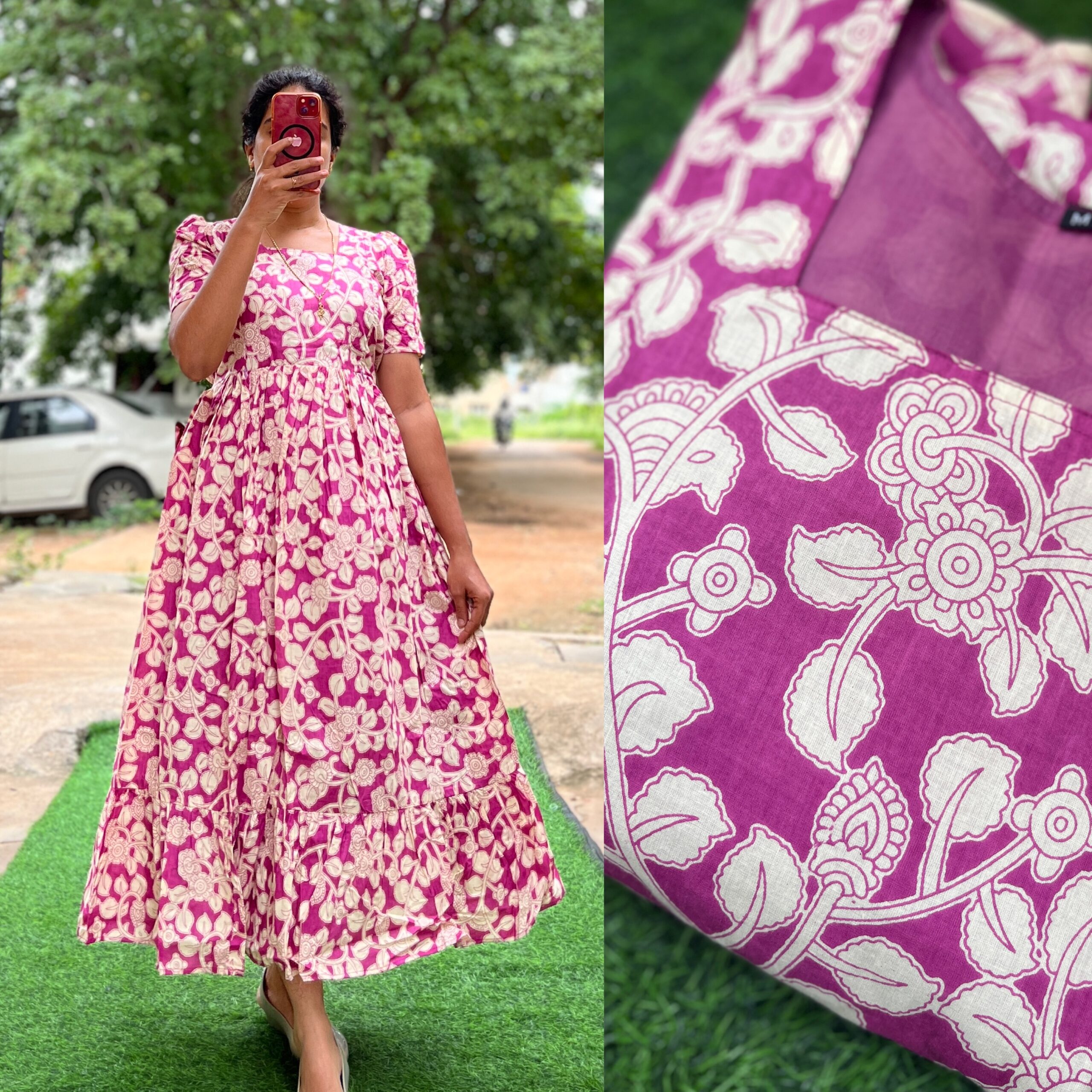 Cotton Maternity/Feeding kurti - SS -Leaf - Image 2