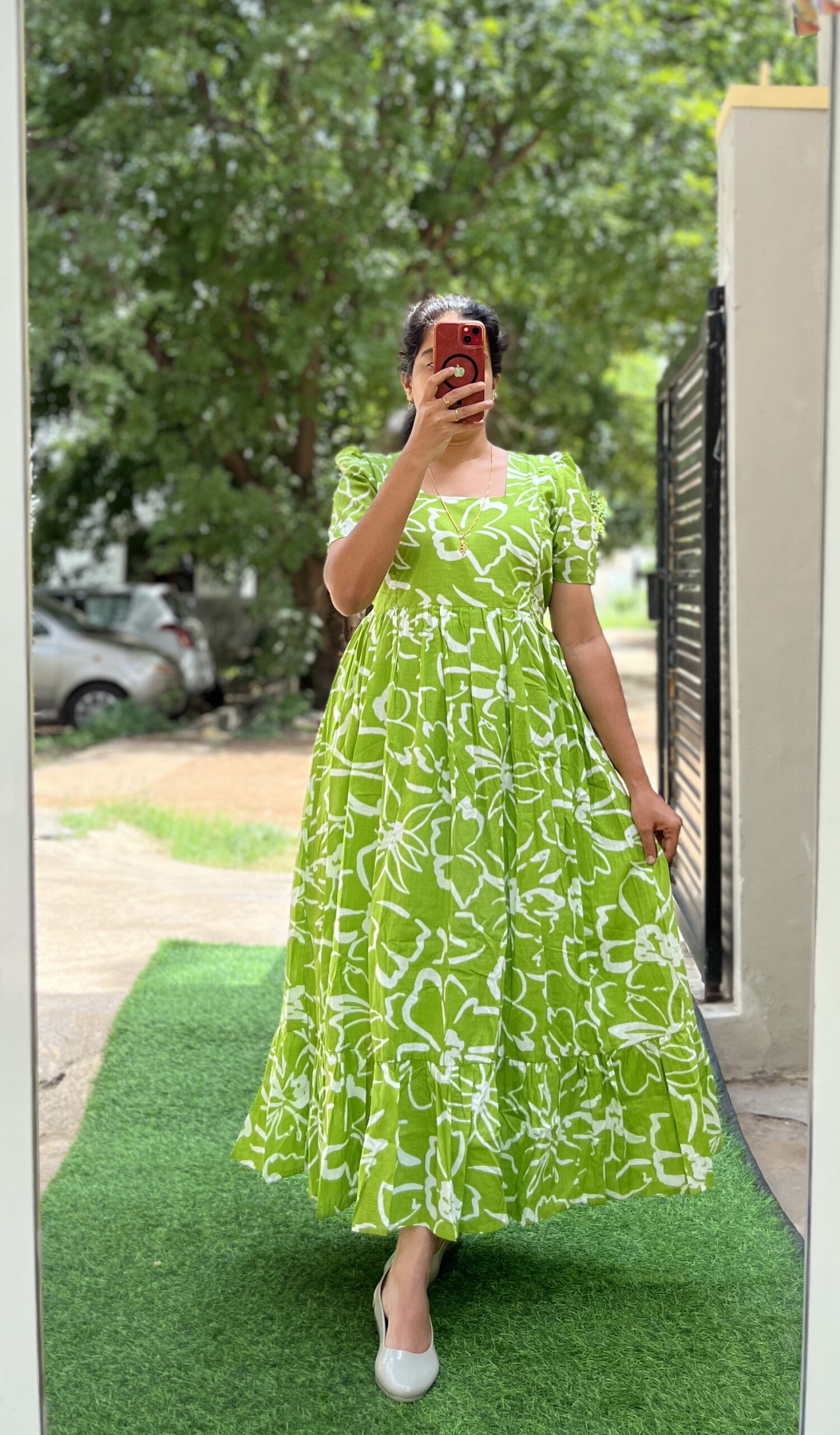 Cotton Maternity/Feeding kurti - SS - Cotton L.Green Abs