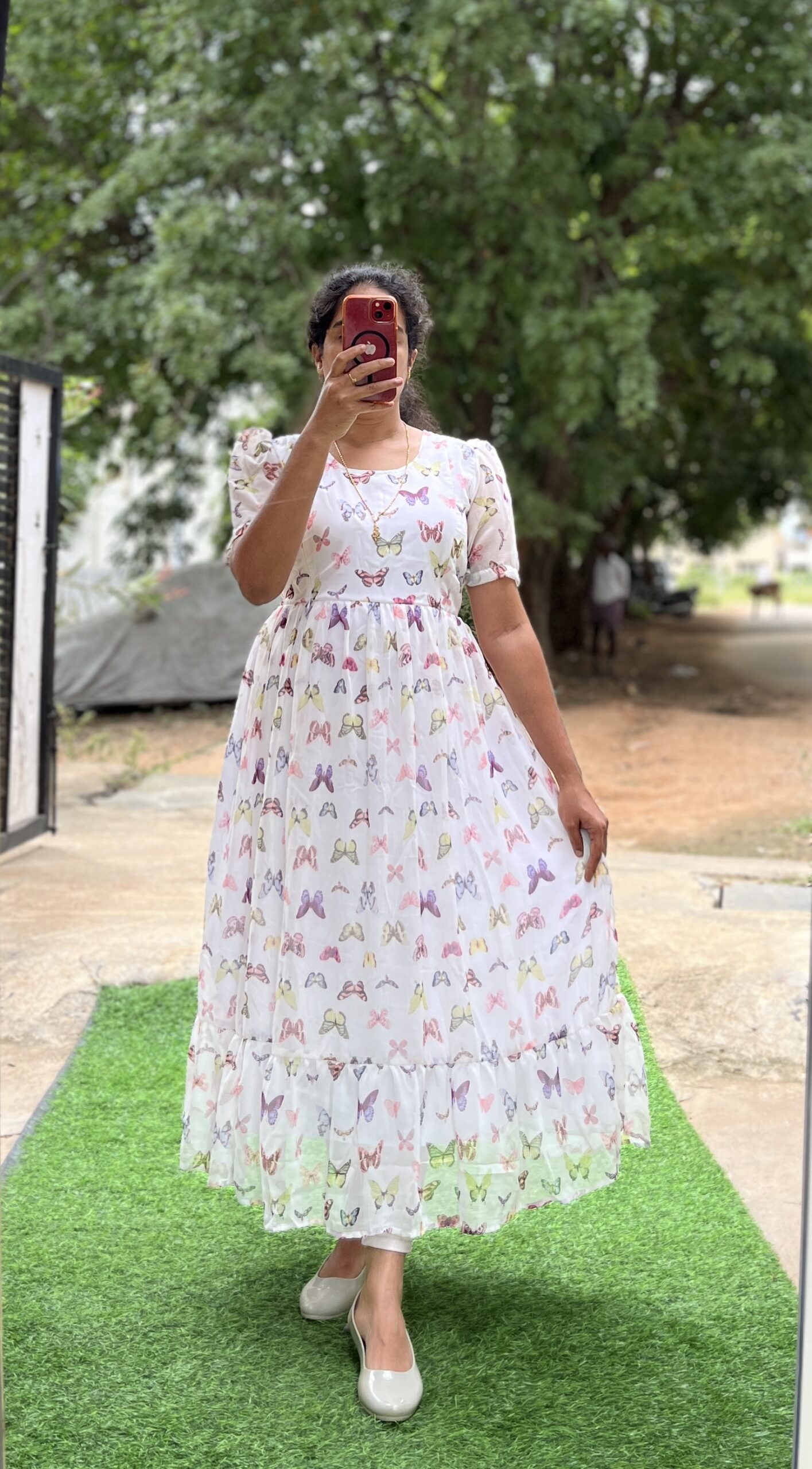 Georgette Maternity/ Feeding Maxi - 2tier - White Butterfly