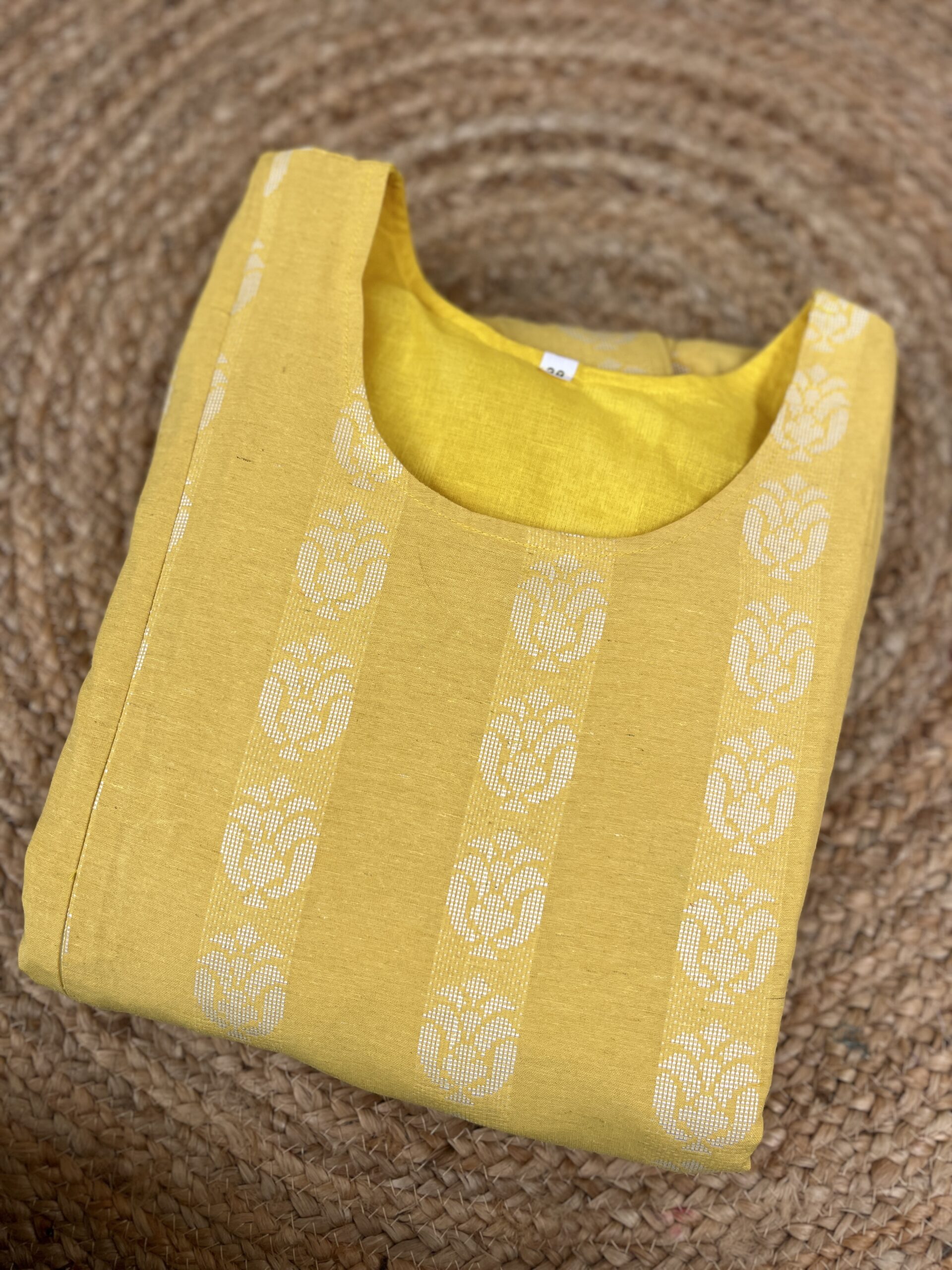 Cotton Maternity/Feeding kurti - Handloom Yellow - Image 2