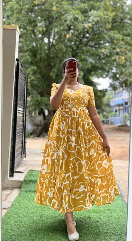 Cotton Maternity/Feeding kurti - SS - Cotton Yellow ABS