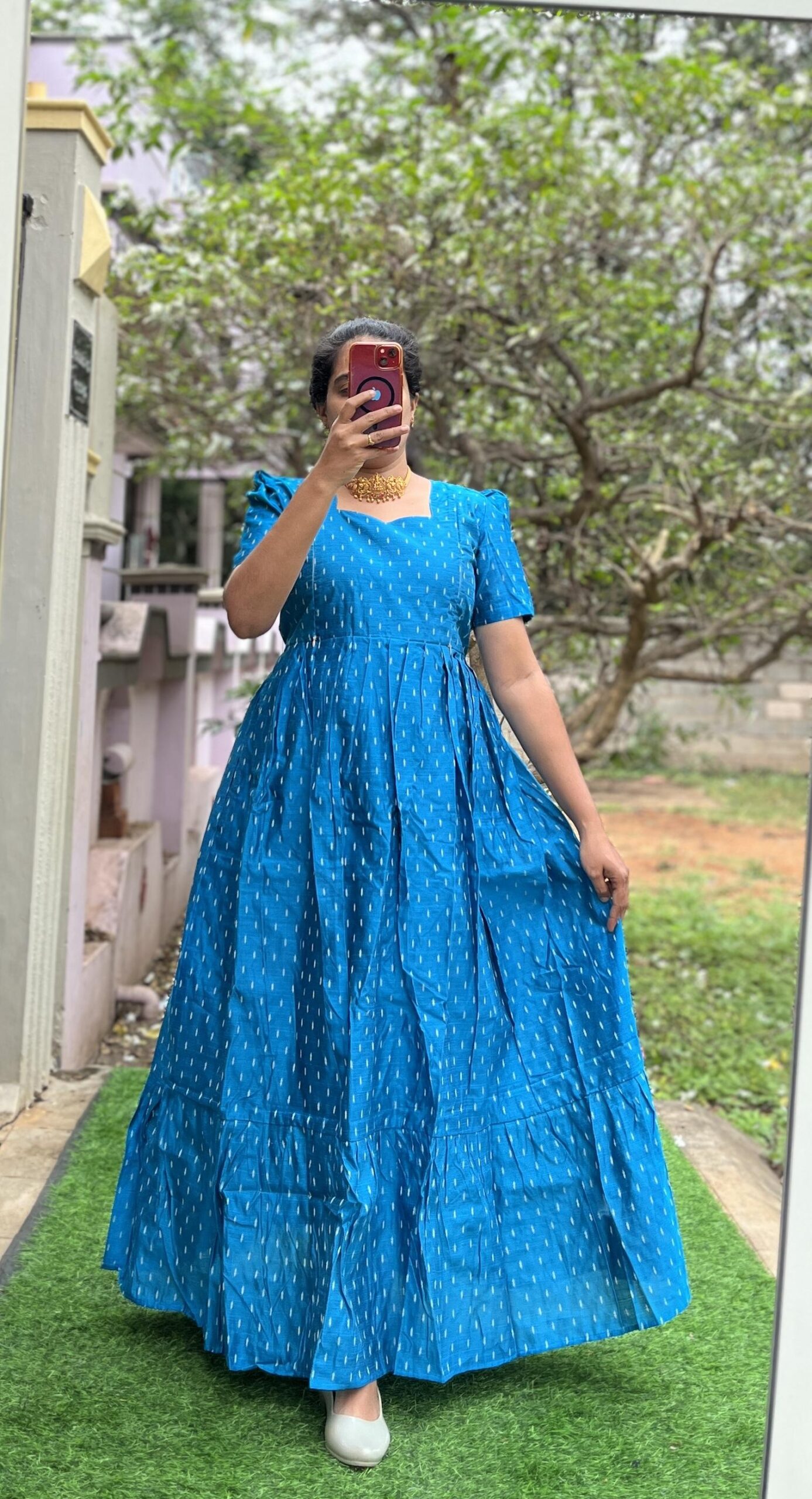 Maternity/Feeding kurti - Slubsilk sky blue