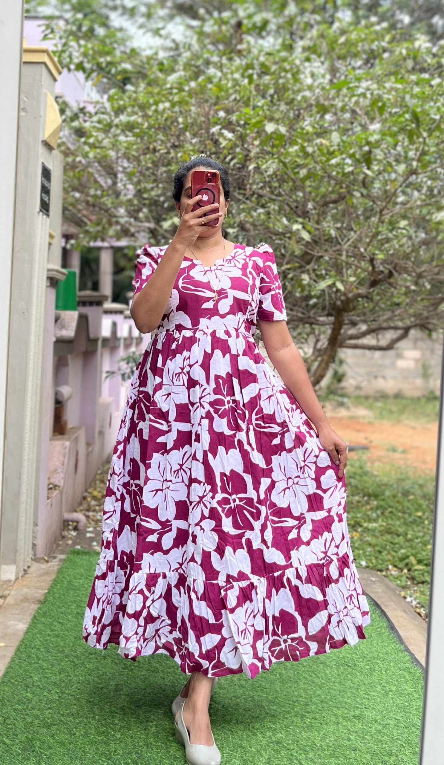 Cotton Maternity/Feeding kurti - SS - Cotton Redish Pink