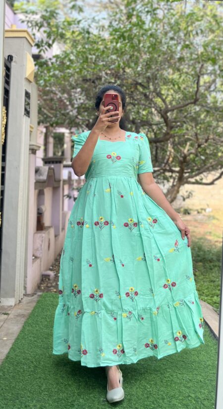 Cotton Maternity/Feeding kurti - Kora Cotton Sea Blue