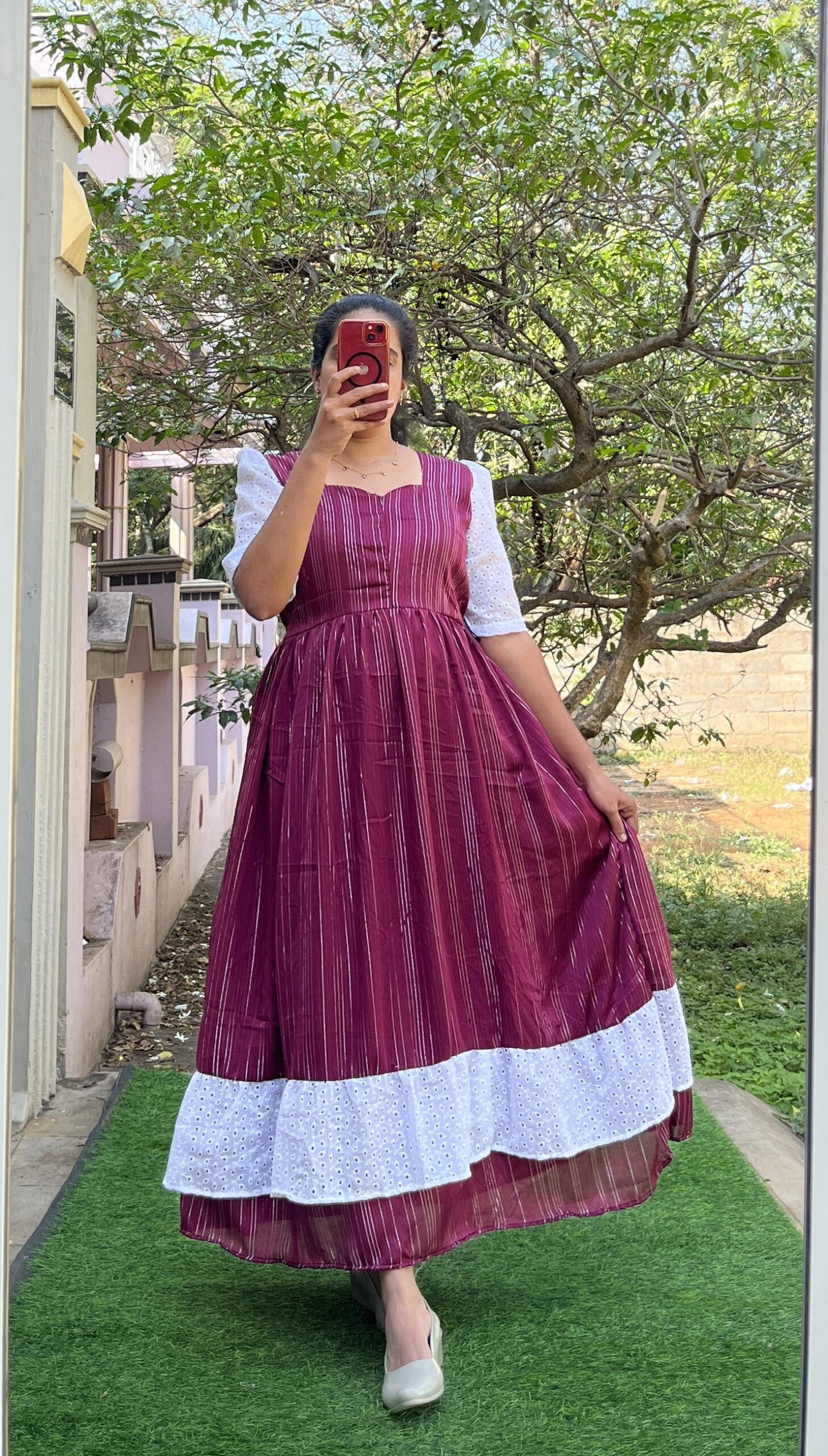 Georgette Maxi - Lurex & Hakoba- wine & white