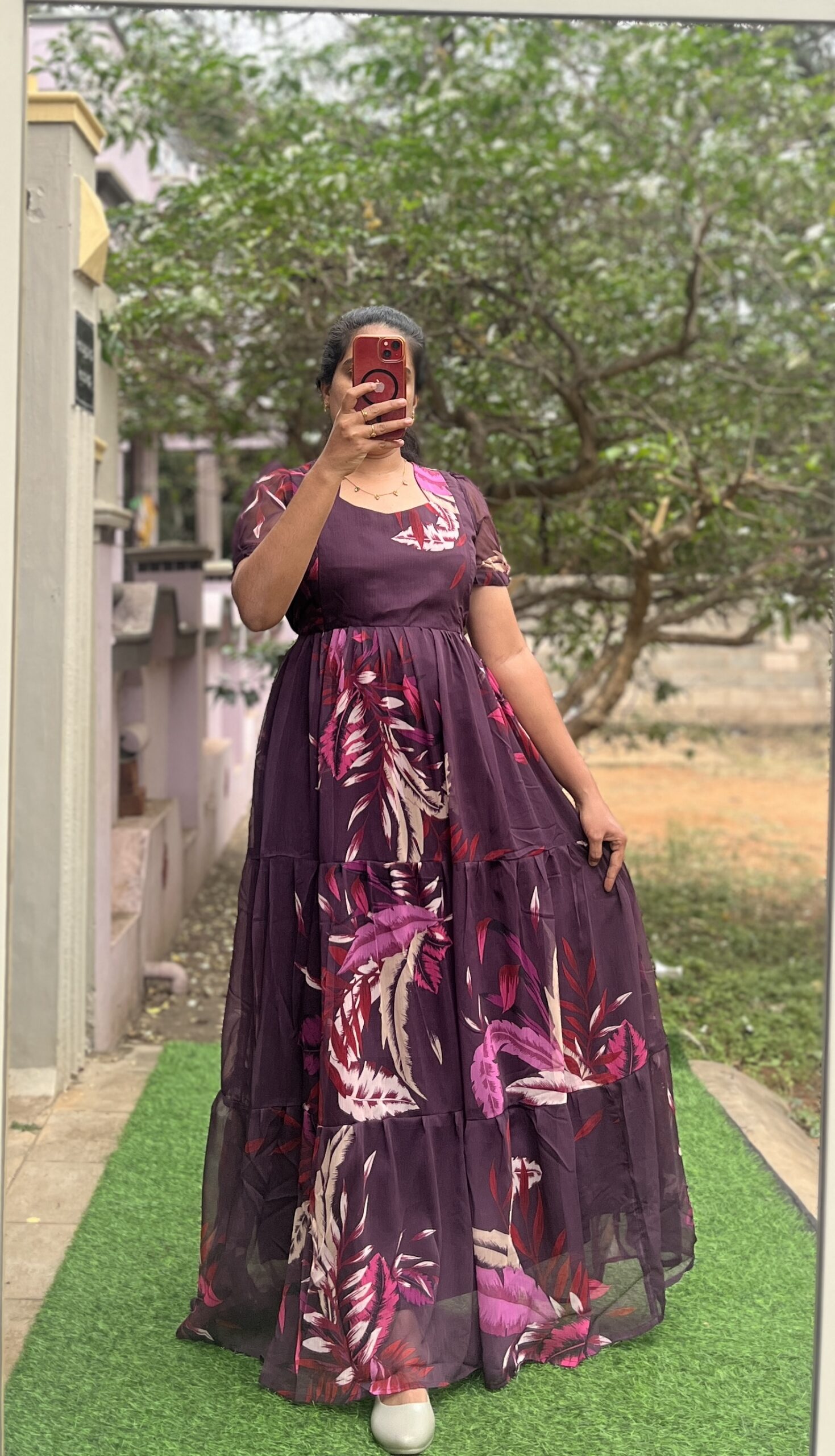 Georgette Maternity/ Feeding Maxi - 3tier - Georgette RR DarkPurple