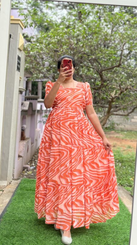 Georgette Maternity/ Feeding Maxi - 3tier - Georgette Curves