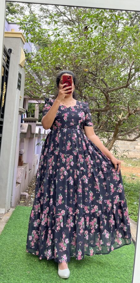 Georgette Maternity/ Feeding Maxi - 3tier - Georgette Blossom