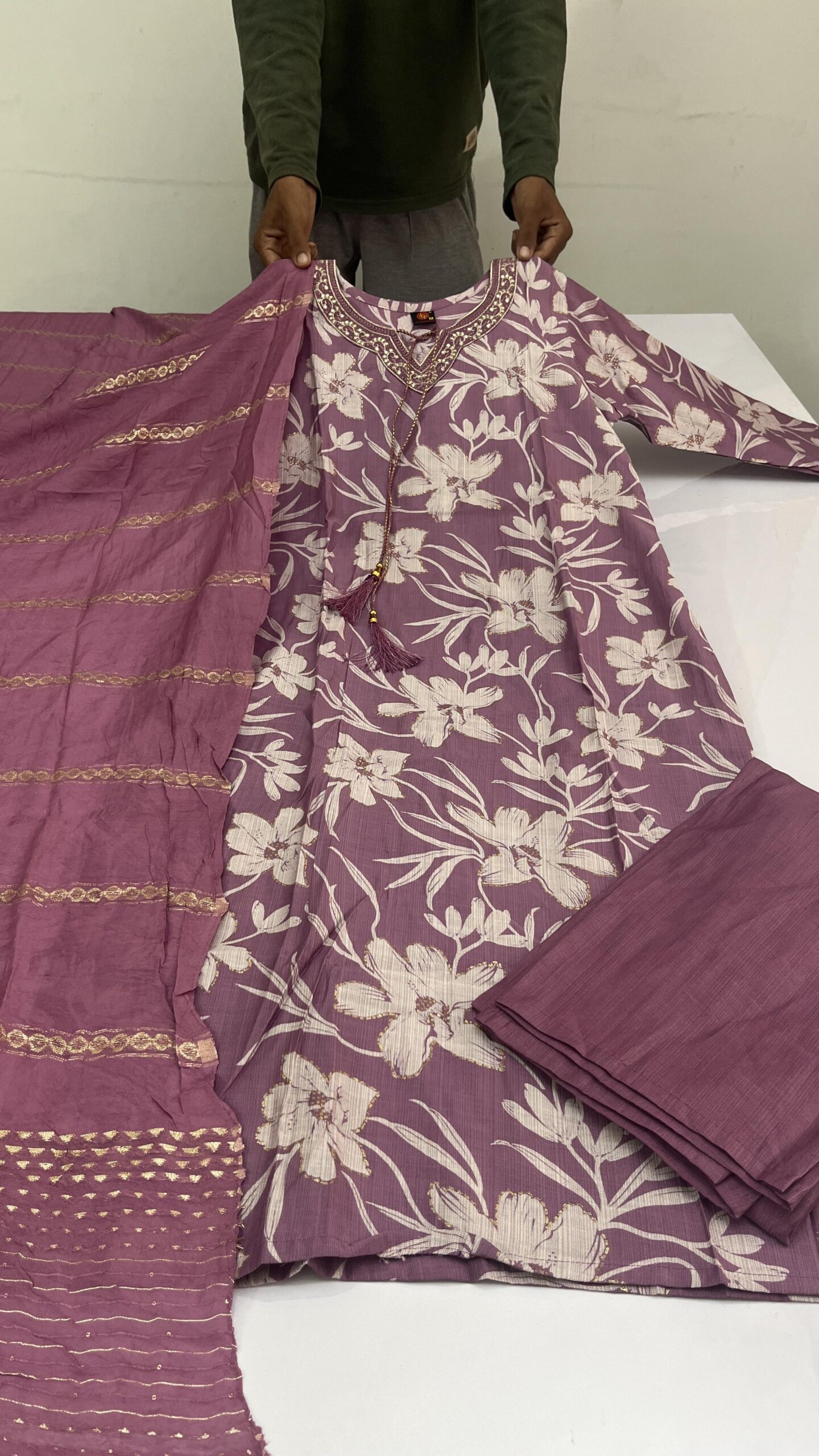Kurti set - Normal 3pcs Purple -Vatican Silk