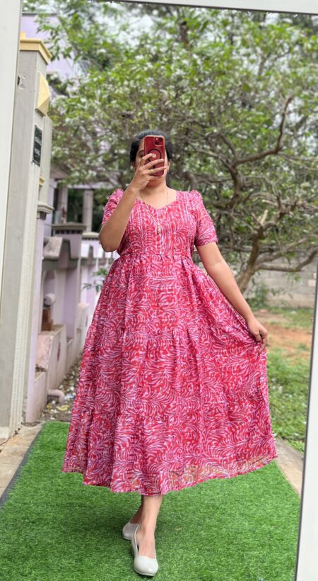 Georgette Maternity/ Feeding Maxi - 3tier- Riya