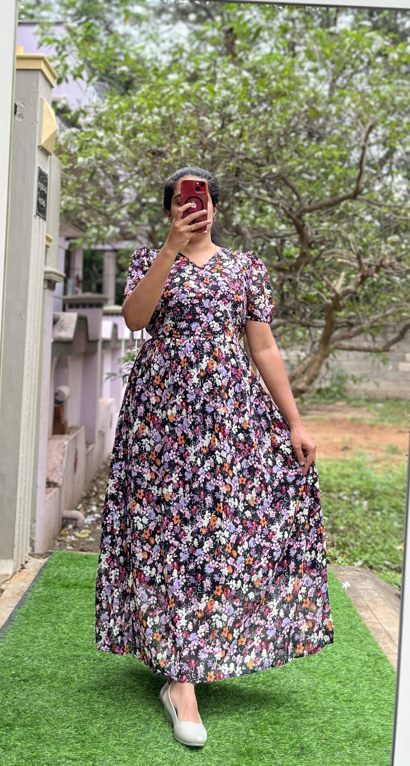 Georgette Maternity/Feeding kurti - Vneck Brownie