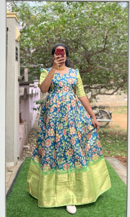 Maternity/Feeding kurti - litchi silk Green