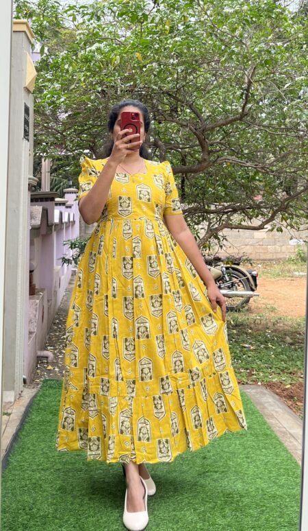 Cotton Maternity/Feeding kurti - Cotton Yellow Temple