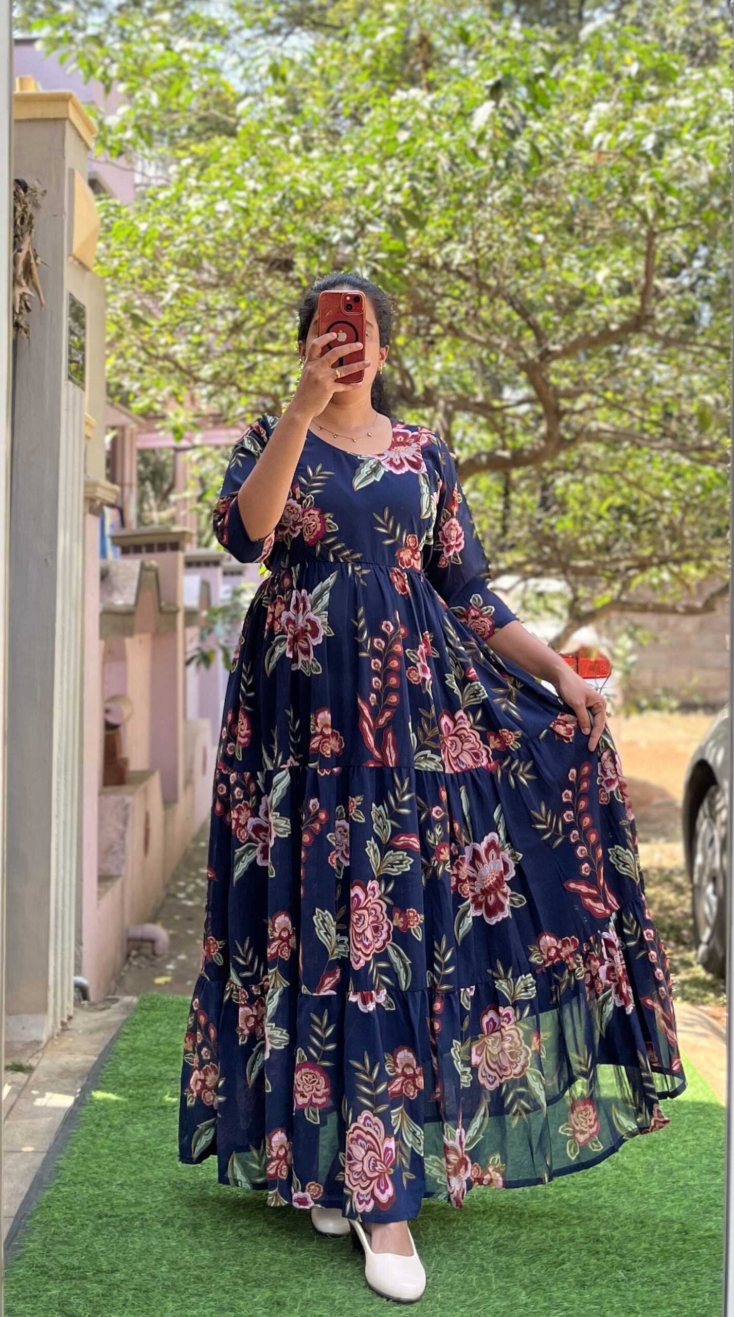 Georgette Maternity/ Feeding Maxi - 3tier Georgette Narmatha