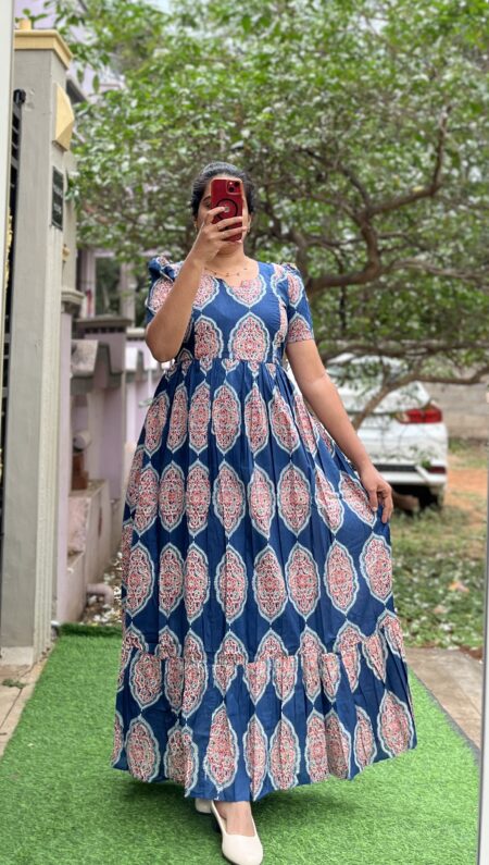 Cotton Maternity/Feeding kurti - Cotton Blue Mulberry