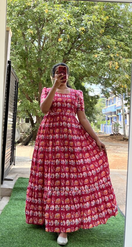 Cotton Maternity/Feeding kurti - Cotton Red swan