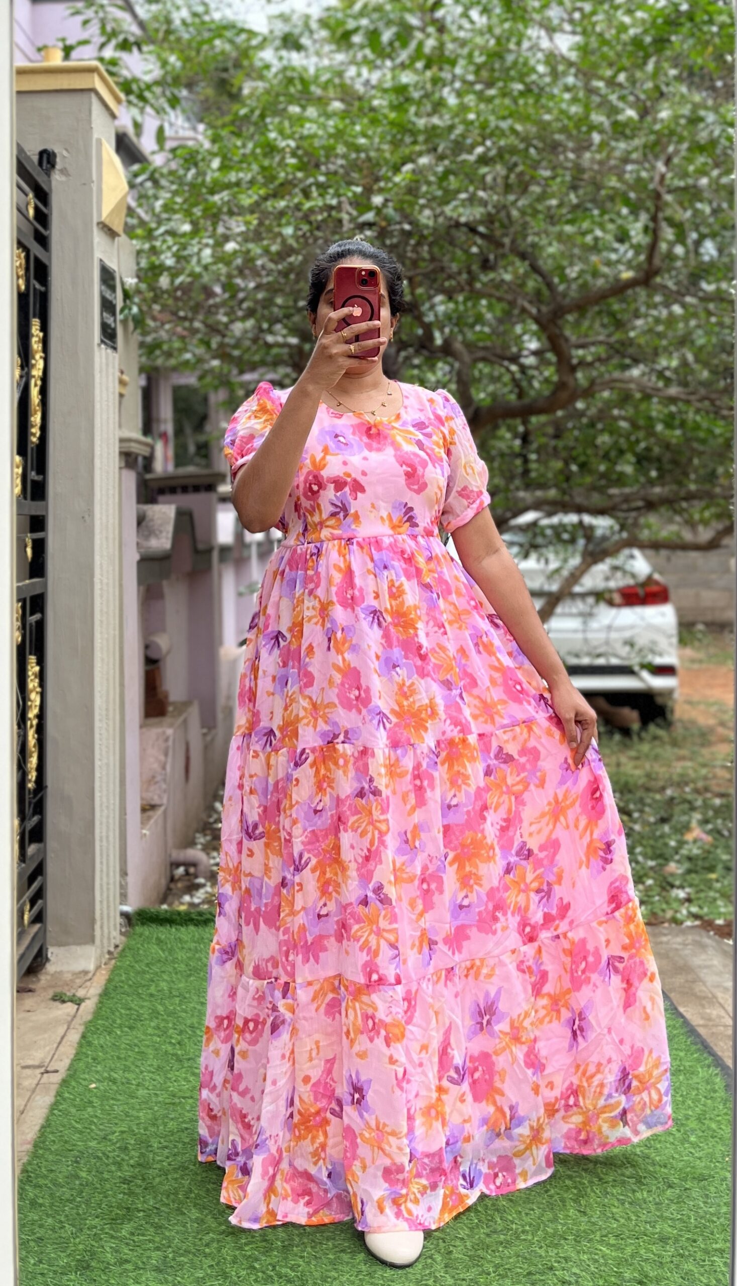 Georgette Maternity/ Feeding Maxi - 3tier - Georgette RR Pinky