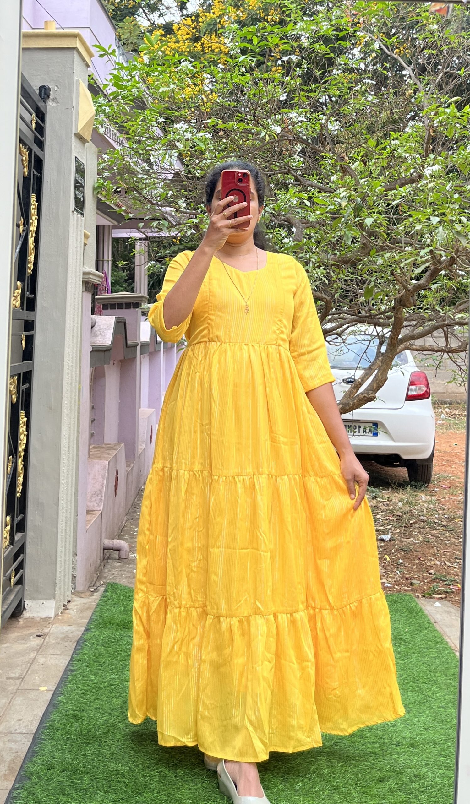 Georgette Maxi - 3 tier Lemon Lurex