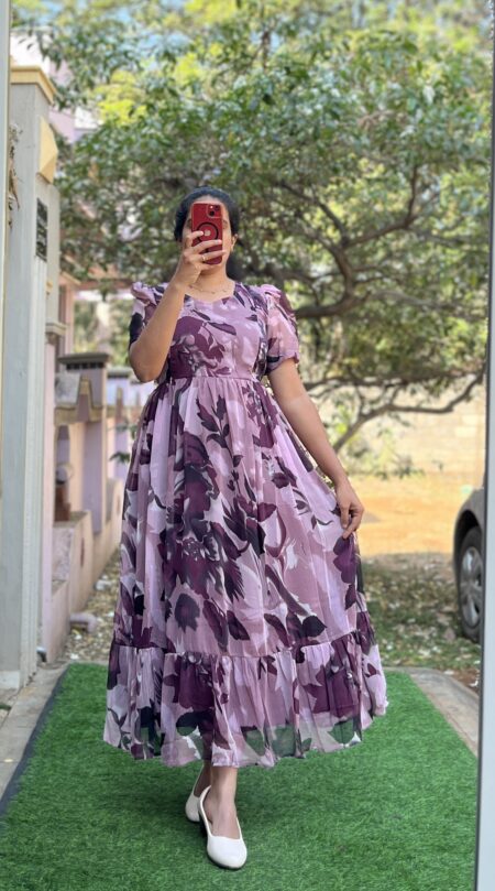 Georgette Maternity/ Feeding Maxi - 2tier - Georgette lilac