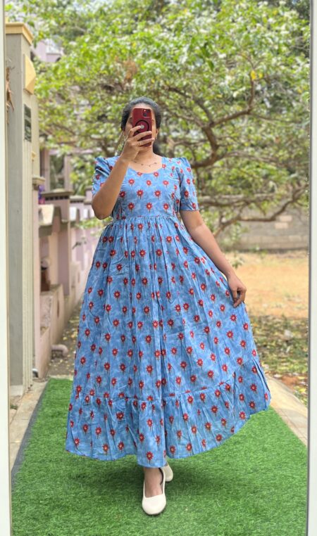 Cotton Maternity/Feeding kurti - Cotton Blue Rashmika