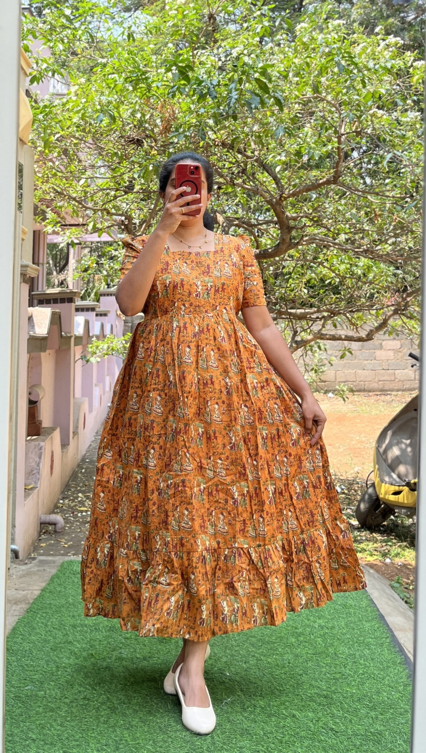 Cotton Maternity/Feeding kurti - Cotton Kantha Mustard RajaRani