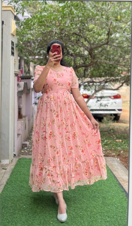 Georgette Maternity/ Feeding Maxi - 2tier - Georgette Dobby