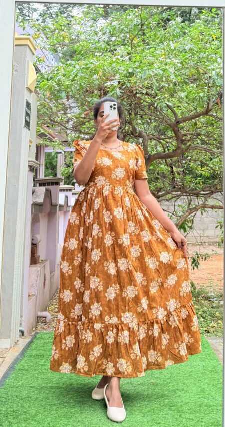 Cotton Maternity/Feeding kurti - Cotton Dark Mustard