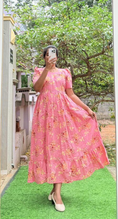 Cotton Maternity/Feeding kurti - Cotton Kantha L.Pink