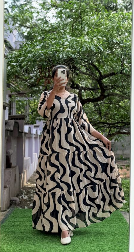 Georgette Maternity/ Feeding Maxi - 3tier Georgette waves
