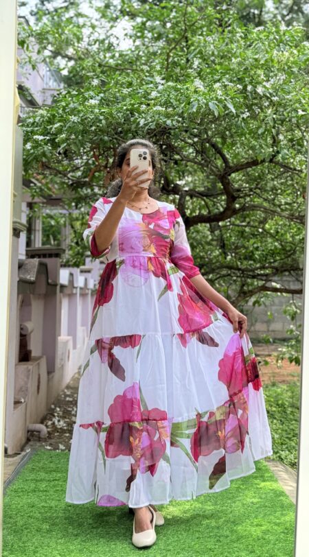 Georgette Maternity/ Feeding Maxi - 3tier Georgette BigFlower