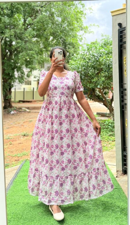 Maternity/Feeding kurti - Hakoba Purple ROSE