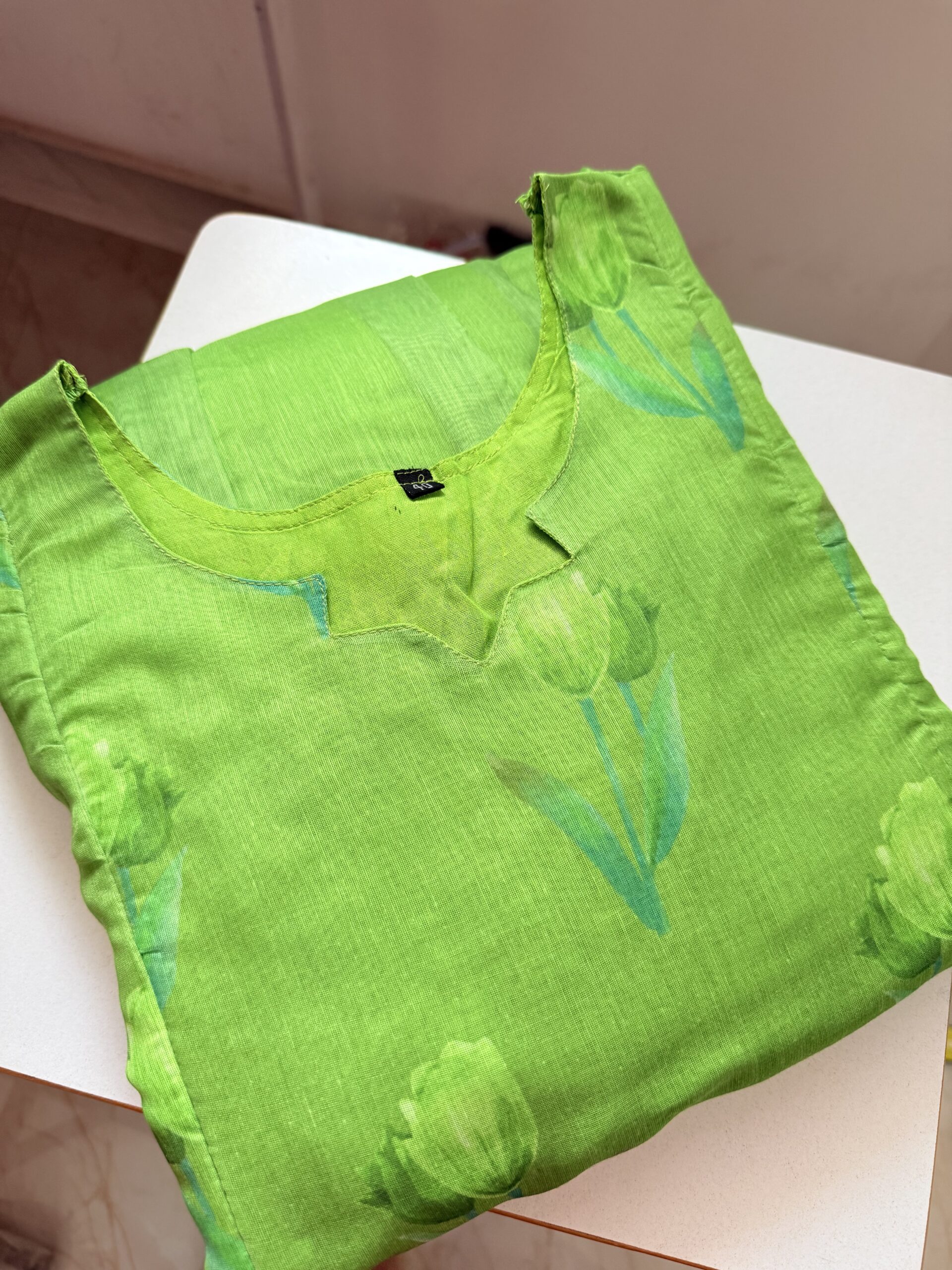 Maternity/Feeding kurti - Mul Chanderi - Green - Image 2