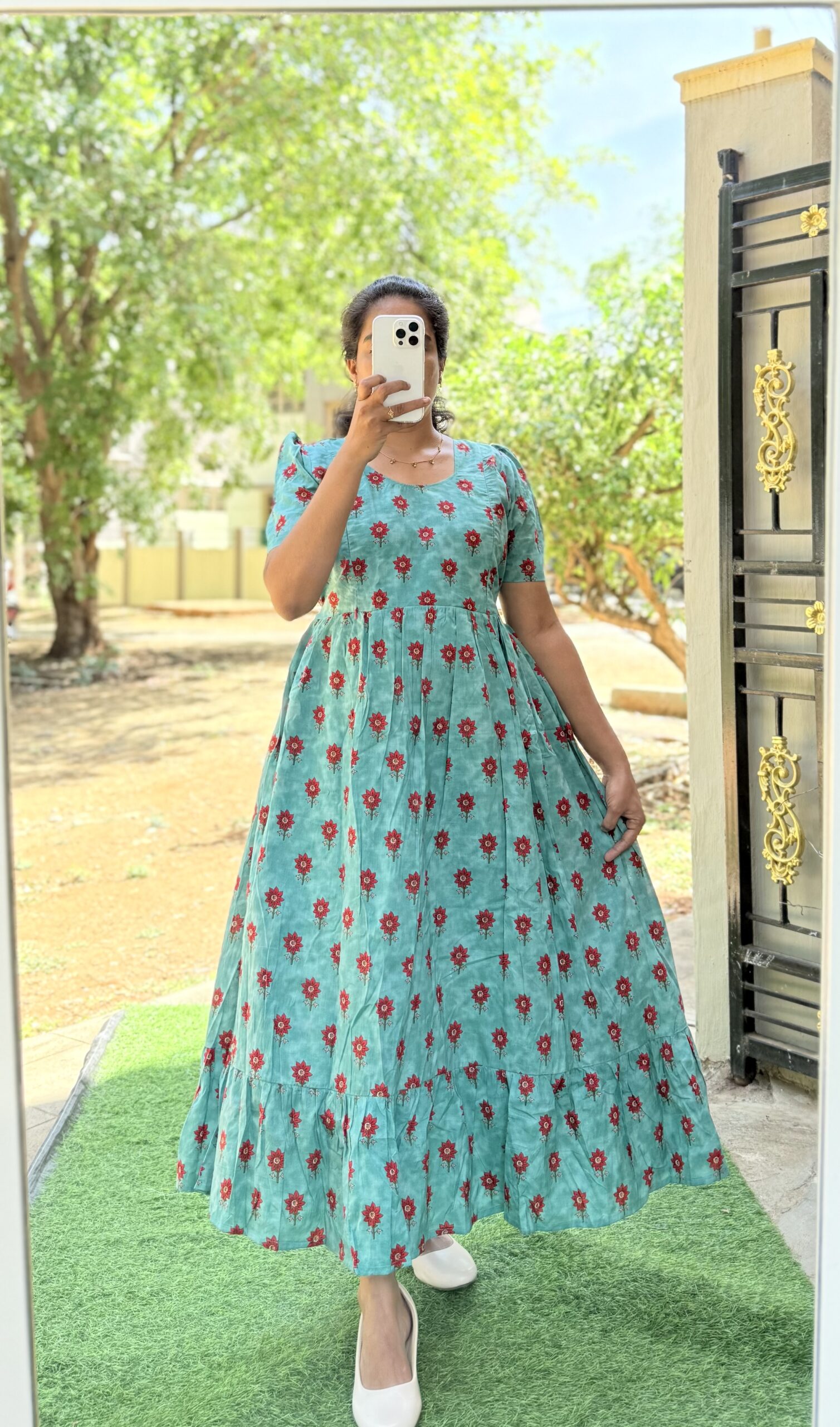 Cotton Maternity/Feeding kurti - Cotton Rama StarFlower
