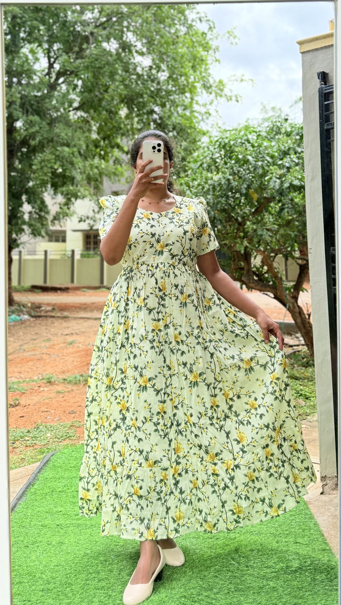Cotton Maternity/Feeding kurti - Cotton Kantha Cream