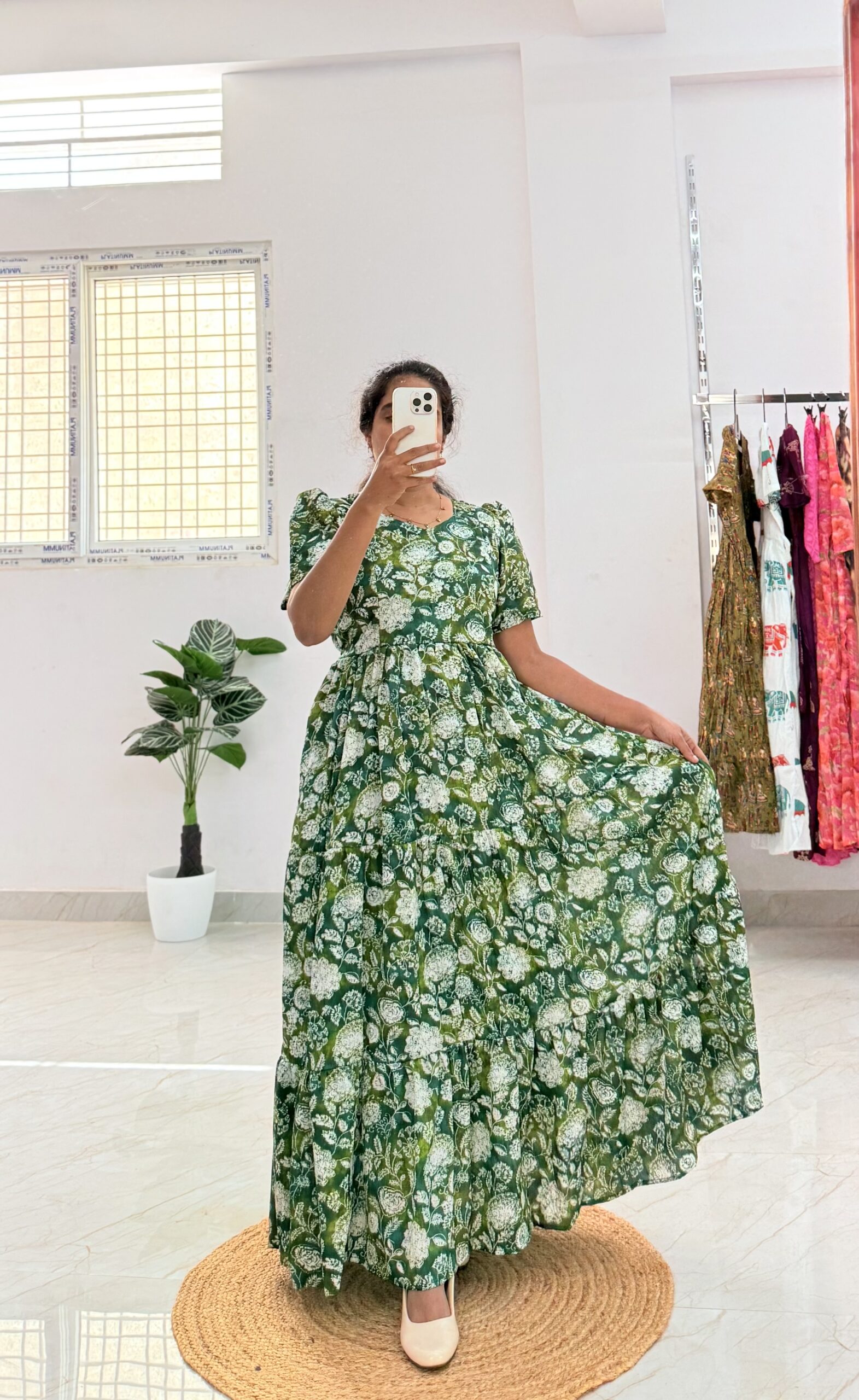 Delta Crush Maternity/Feeding kurti - 3tier- Delta TIA Green