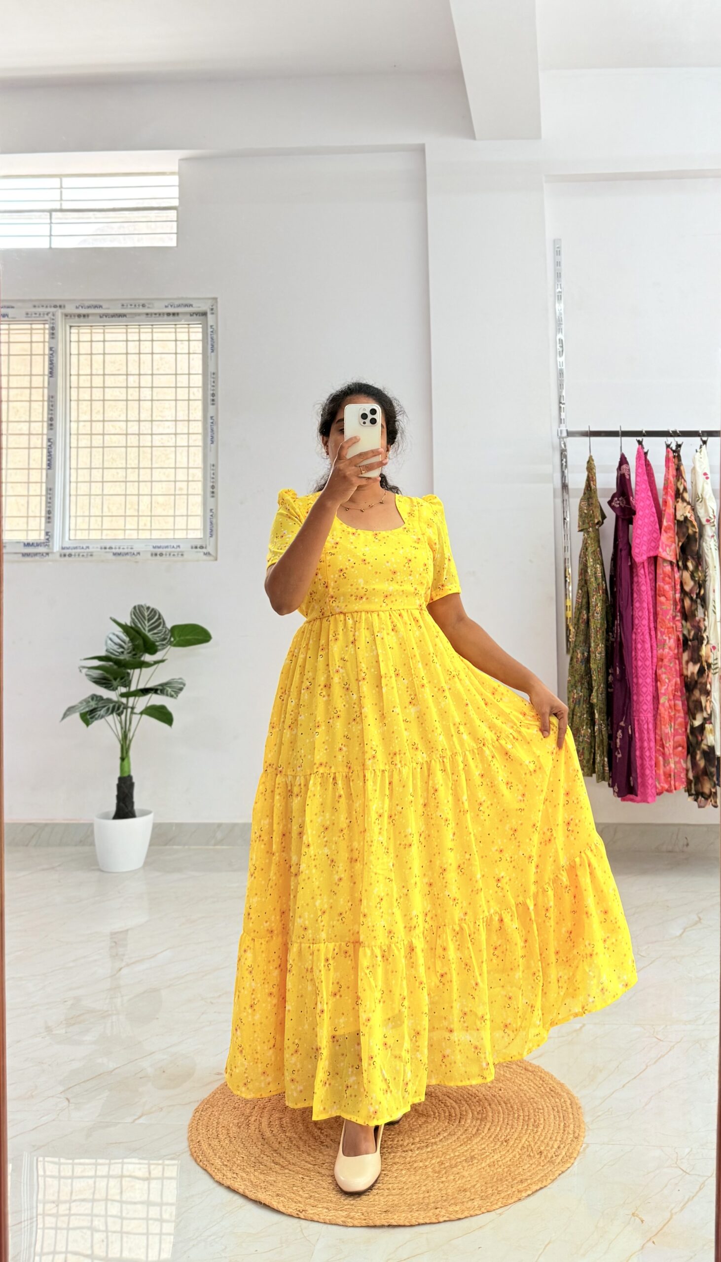 Georgette Maternity/ Feeding Maxi - 3tier Georgette YellowYashu
