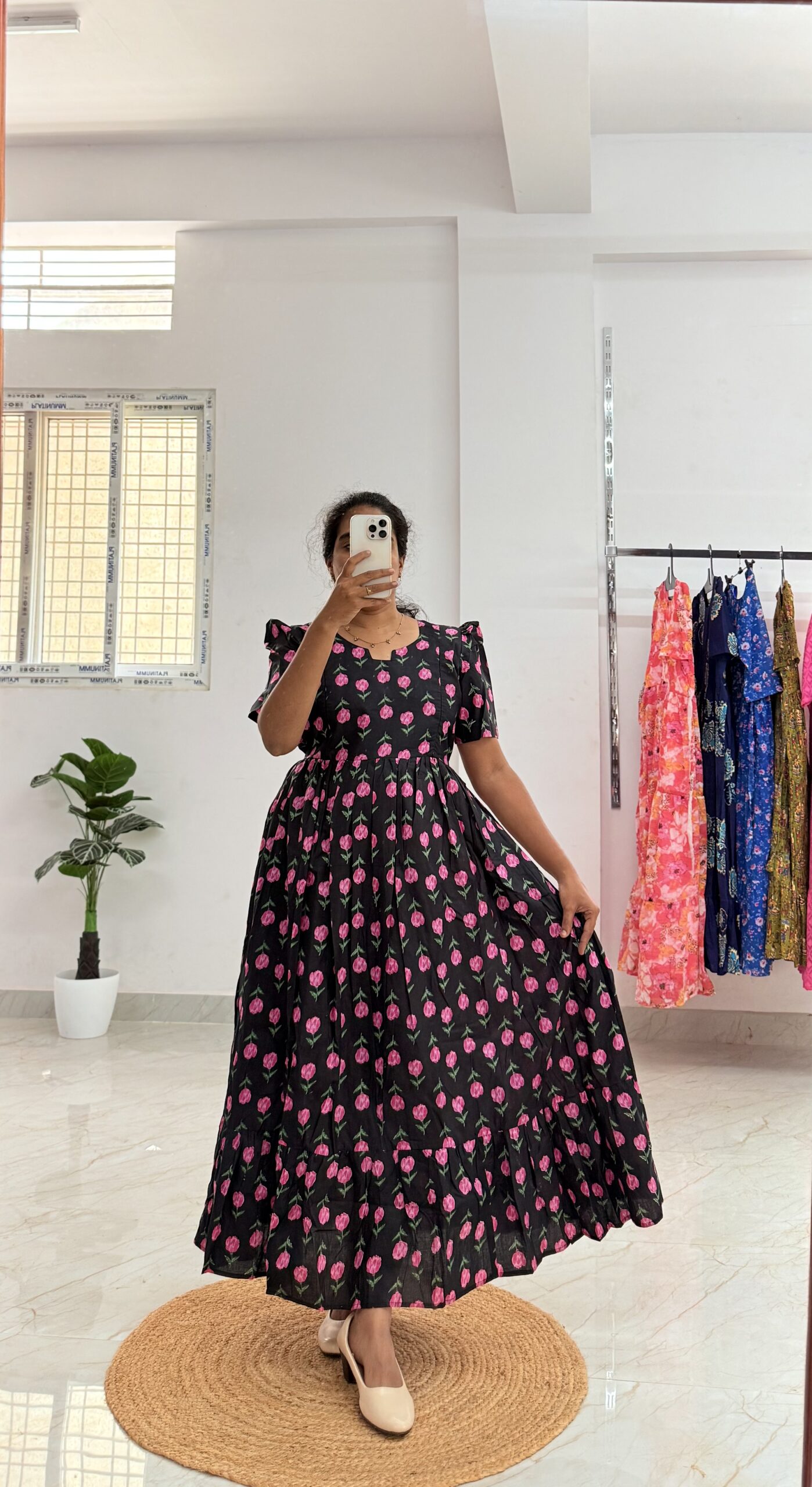 Cotton Maternity/Feeding kurti - Cotton BLack Beauty