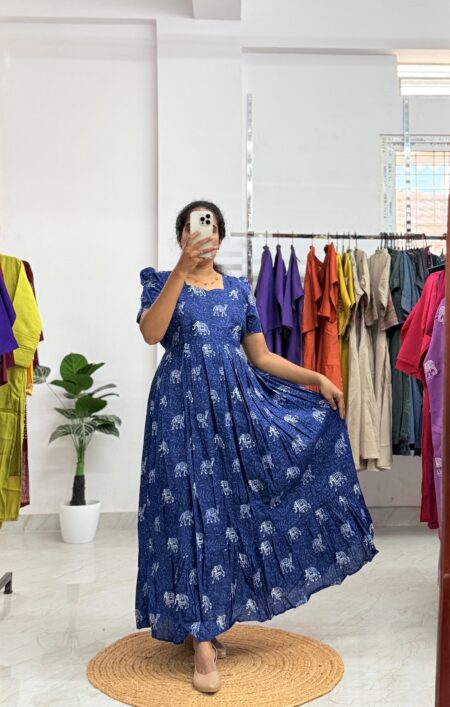 Cotton Maternity/Feeding kurti - Cotton Indigo