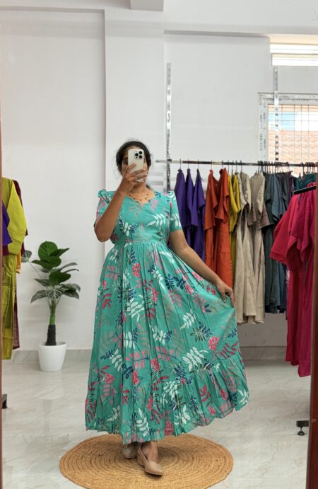 Cotton Maternity/Feeding kurti - Cotton seablue