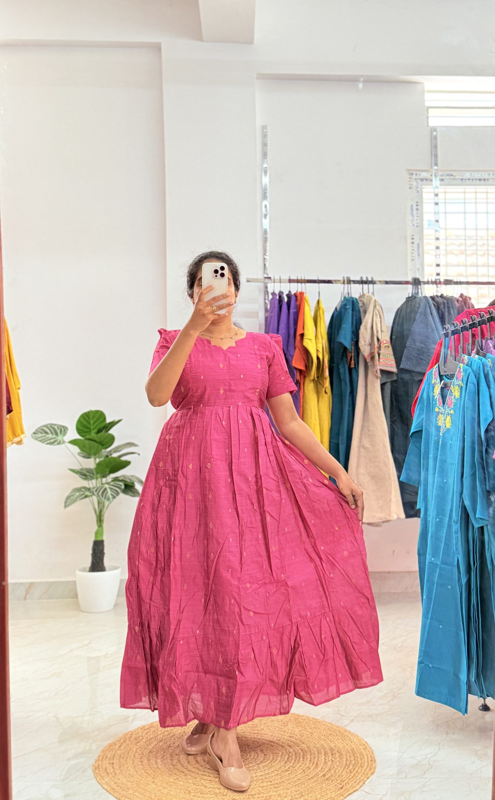 Maternity/Feeding kurti - Raw Silk - Pink Diamond