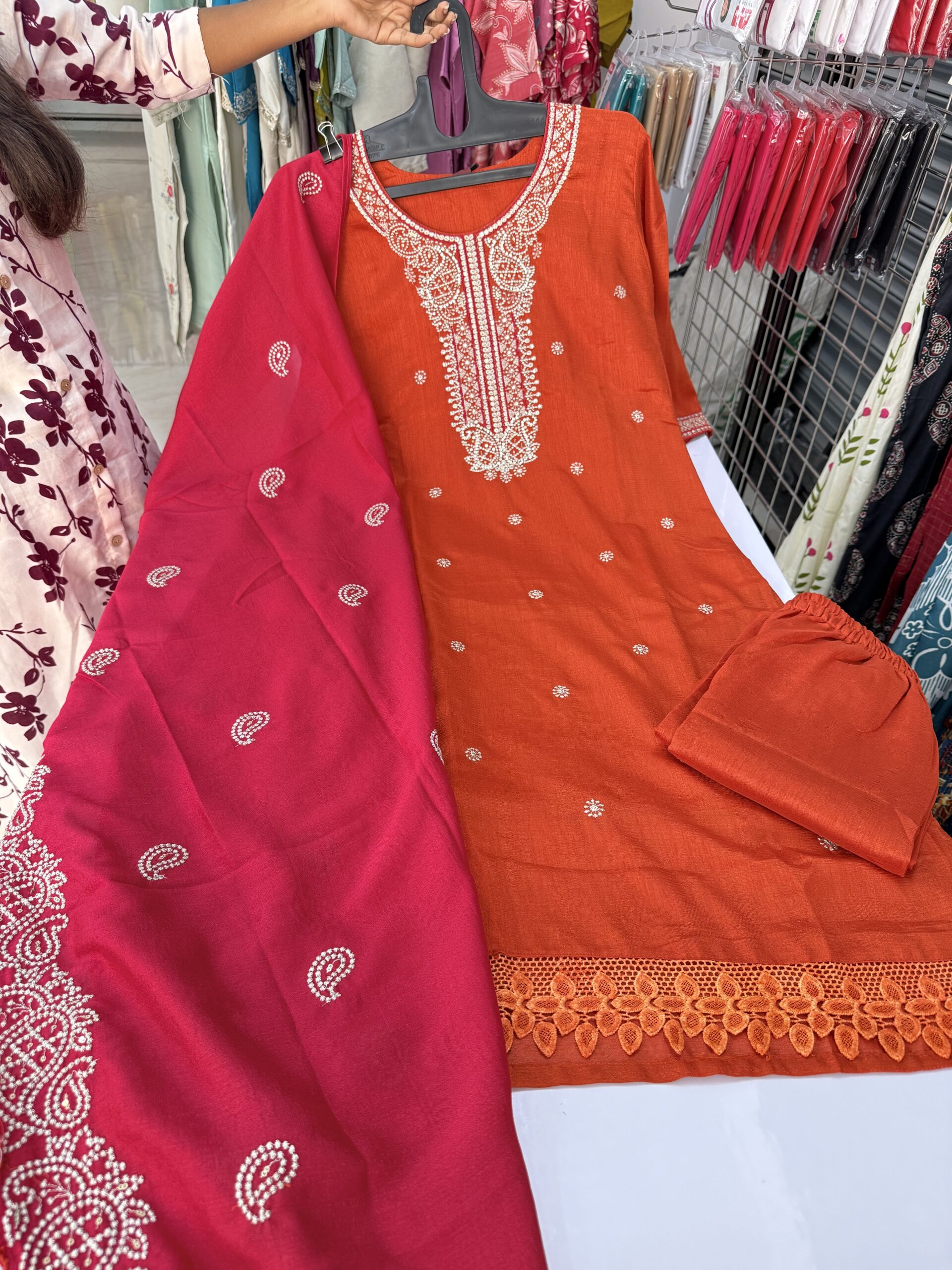 Kurti set -Orange - Normal 3PC SET