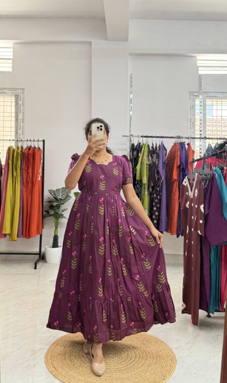 Cotton Maternity/Feeding kurti - Cotton PURPLE BLOSSOM