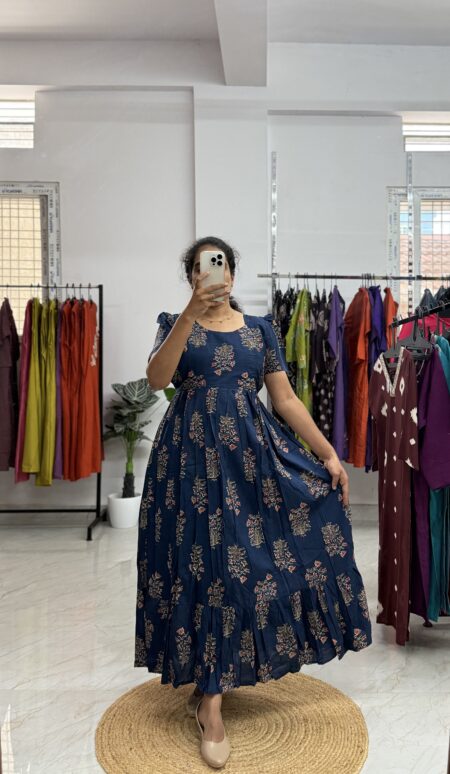 Cotton Maternity/Feeding kurti - Cotton BLUE BOUQUET